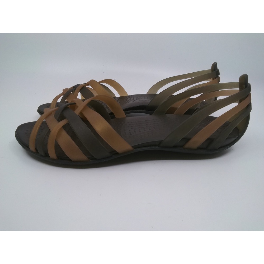 Crocs Isabella Strappy Sandals Womens 9 Bronze Espresso Brown Jelly Flats